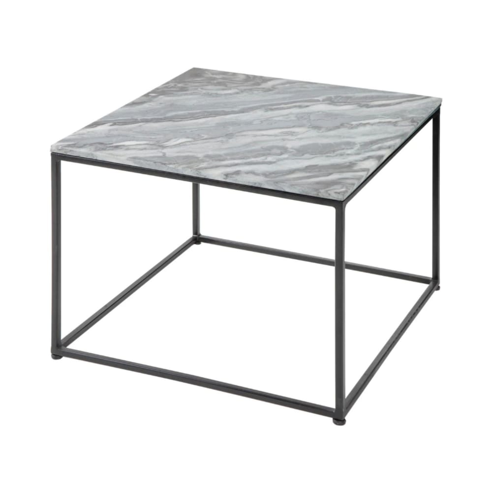 Table basse ABITTA carrée 50 cm en marbre gris Table basse moderne avec plateau minéral et pieds métal