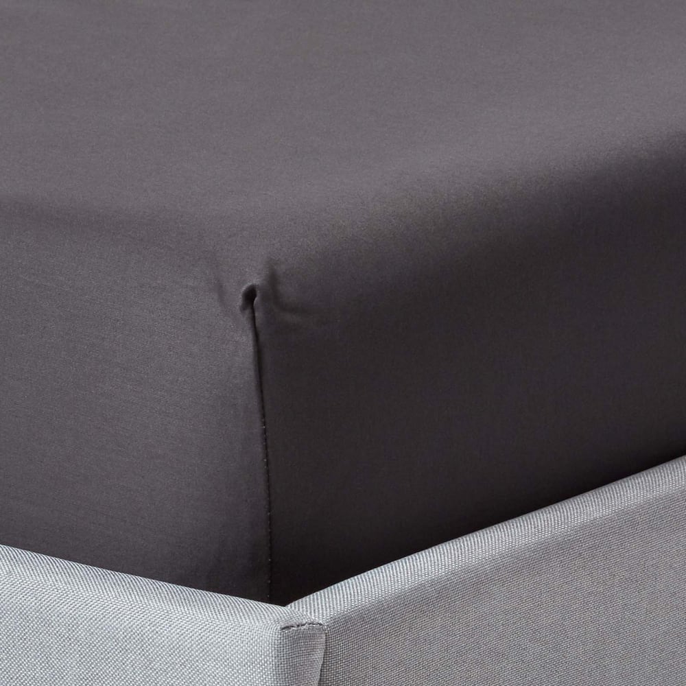 Drap-housse Premium 120x190cm Gris Fonce Coton Égyptien 1000tc Homescapes