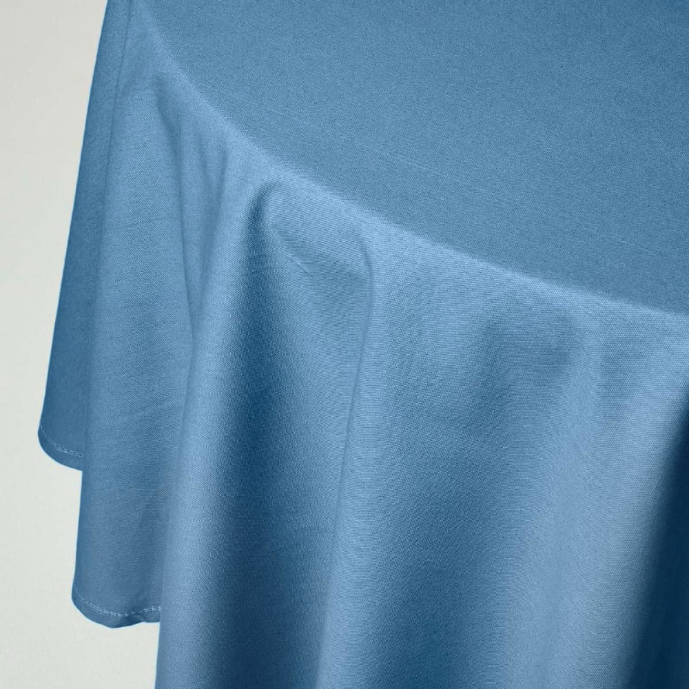 Nappe De Table Ronde En Coton Unie Bleu Foncé - 178cm - Homescapes