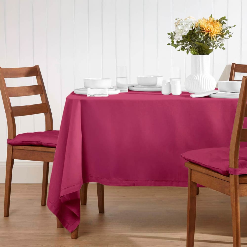 Nappe De Table Rectangulaire En Coton Unie Prune - 137x228cm - Homescapes
