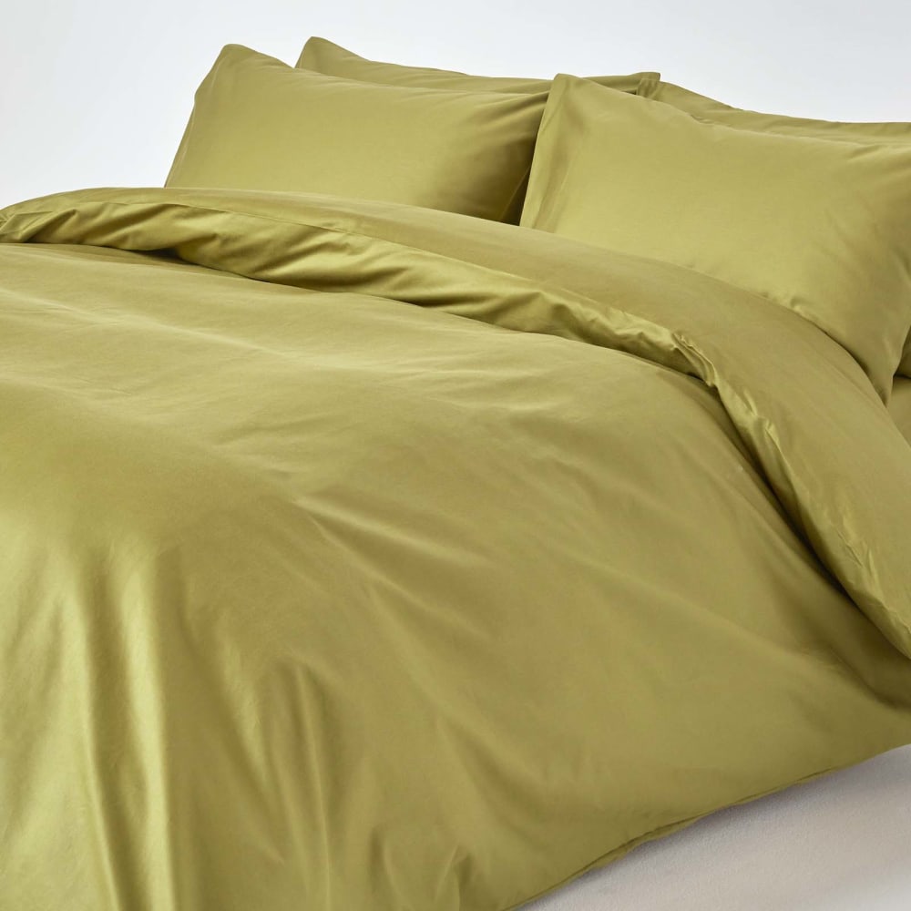 Parure De Lit Premium 200x200cm Coton Égyptien 1000tc Vert Olive Homescapes