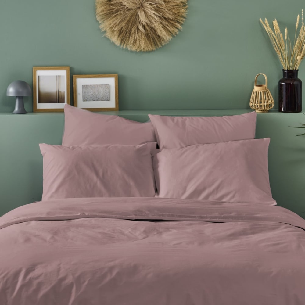 Lot de 2 taies d'oreiller percale de coton lilas 65x65cm
