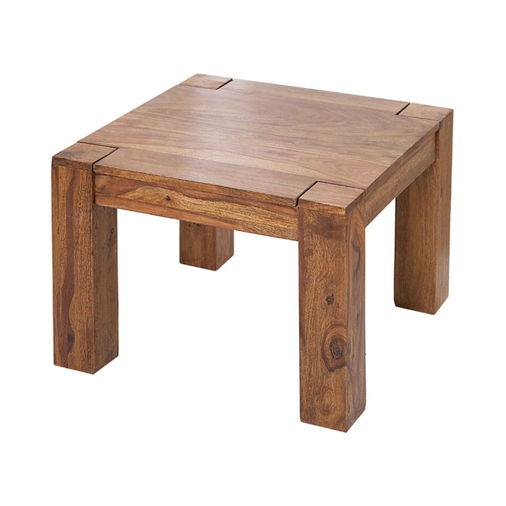 Table basse ORBO carrée 60 cm en bois de sheesham Table basse rustique en bois massif