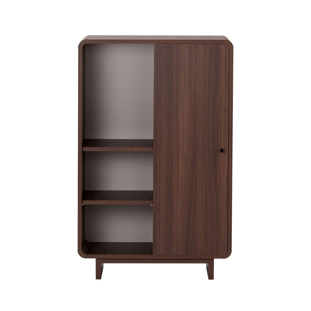 Dima - Buffet haut 1 porte aux bords arrondis en bois H110cm - Bois foncé