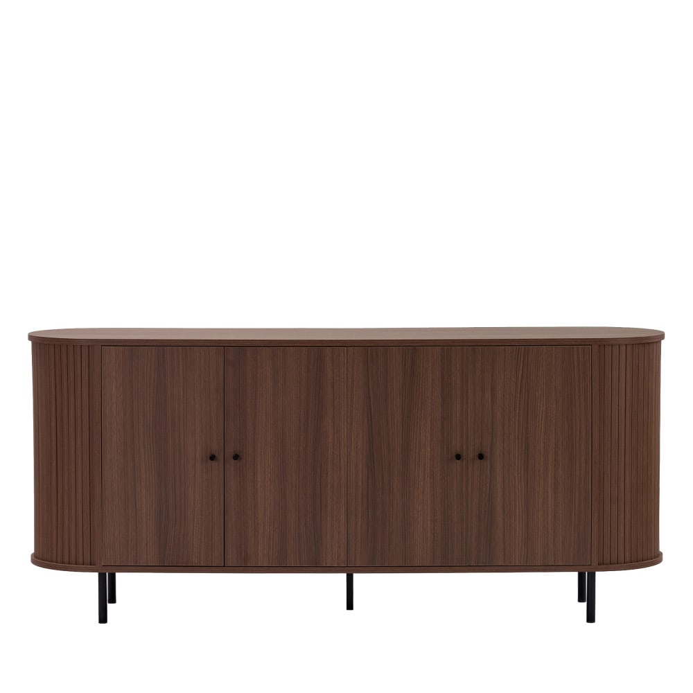 Pazar - Buffet 4 portes aux bords arrondis en bois L180cm - Bois foncé