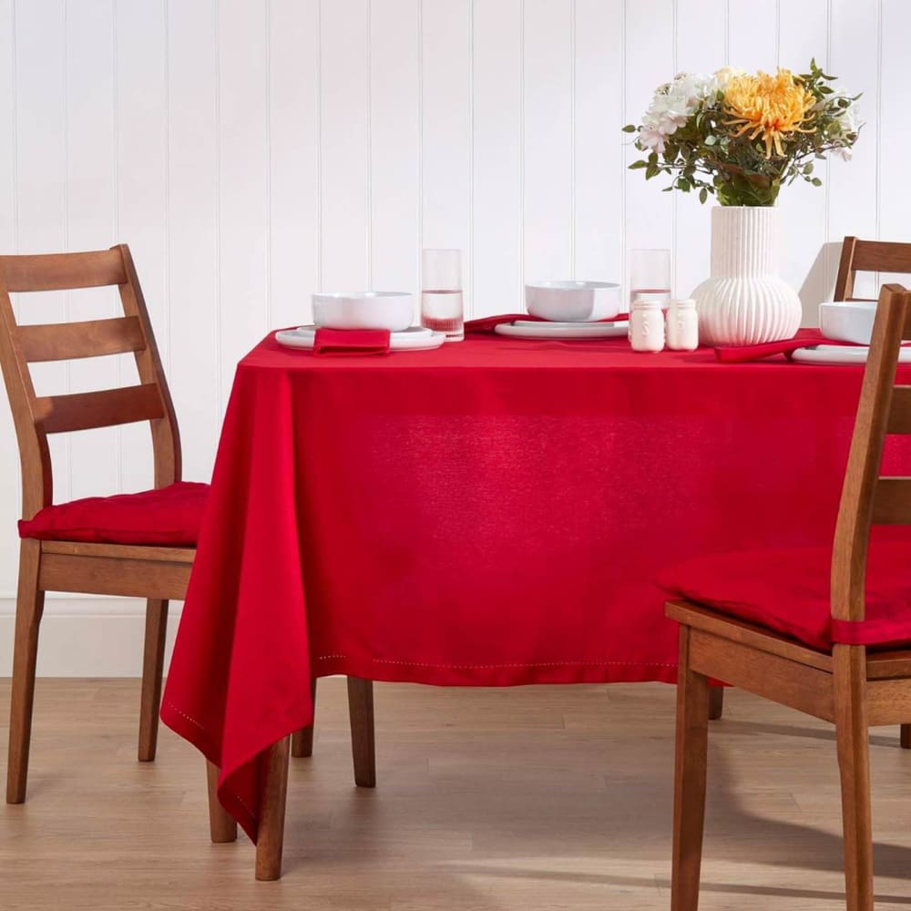 Nappe De Table Rectangulaire En Coton Unie Rouge - 137x178cm - Homescapes