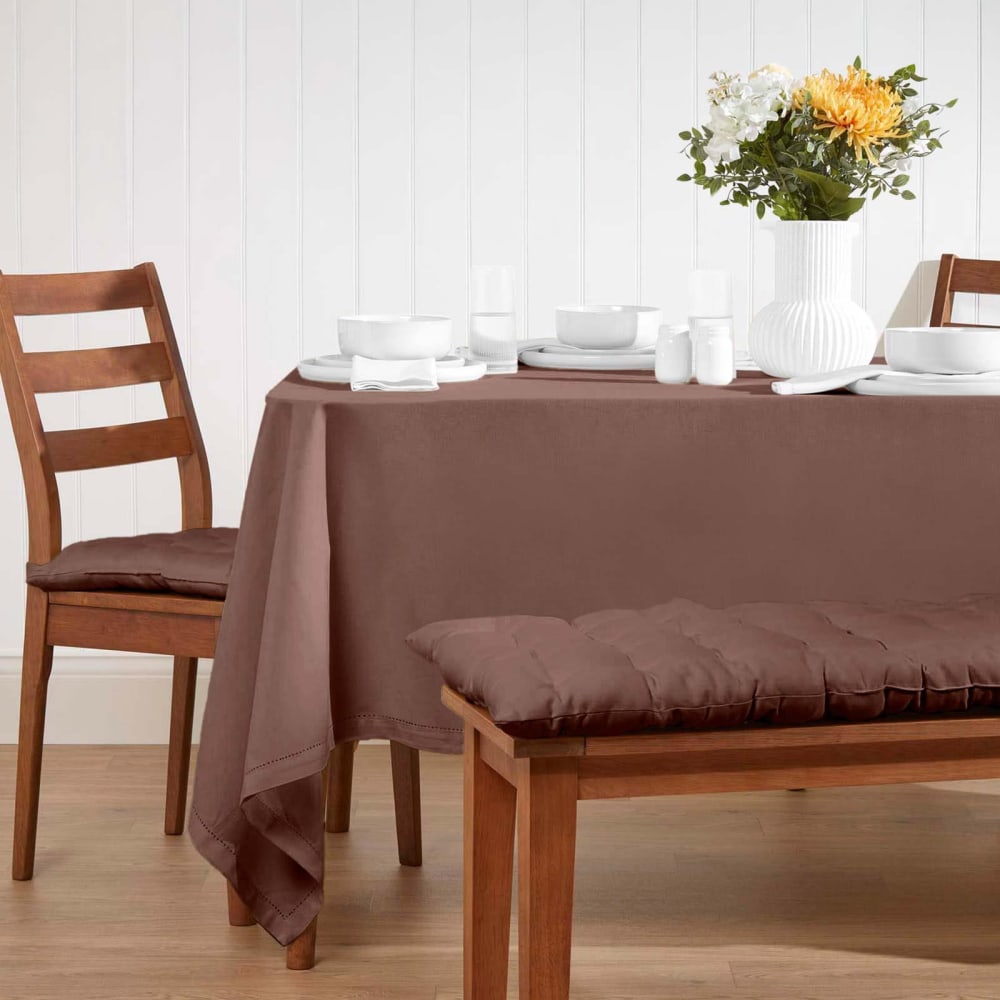 Nappe De Table Rectangulaire En Coton Unie Chocolat - 178x300cm - Homescapes