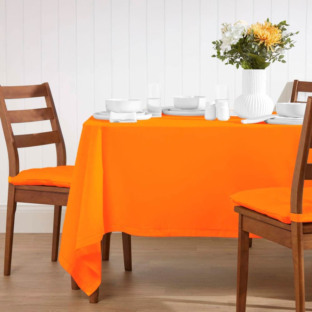 Nappe De Table Rectangulaire En Coton Unie Orange - 137x228cm - Homescapes