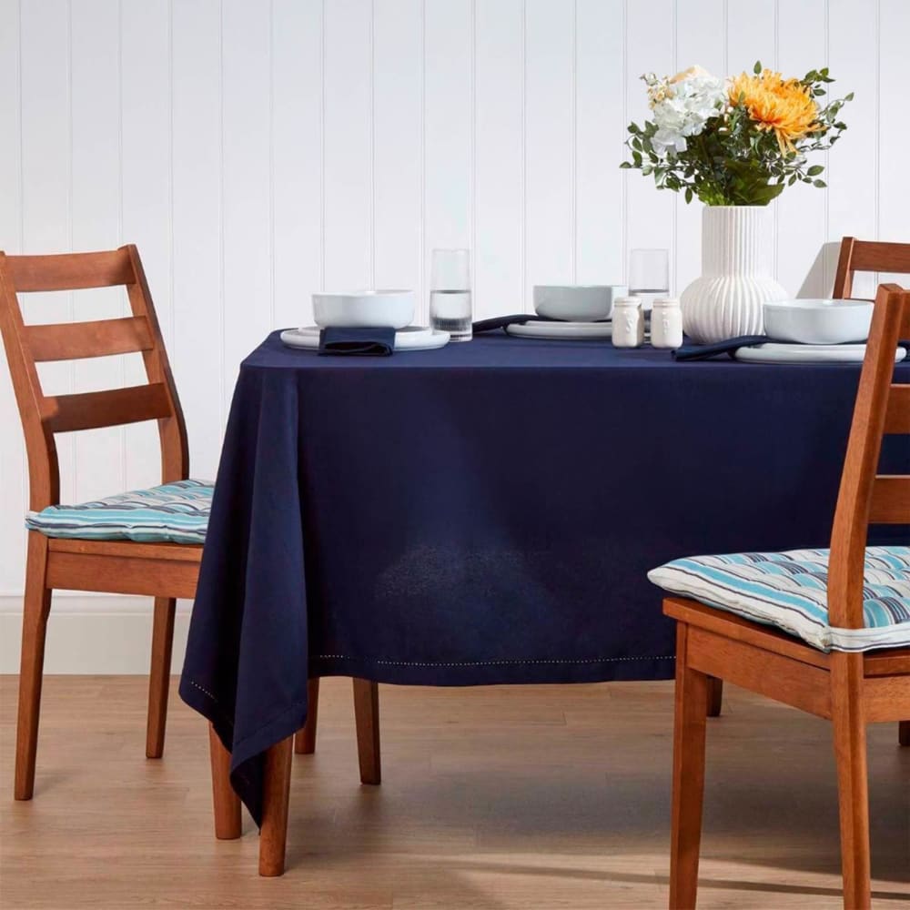 Nappe De Table Rectangulaire En Coton Unie Bleu Marine - 137x178cm - Homescapes