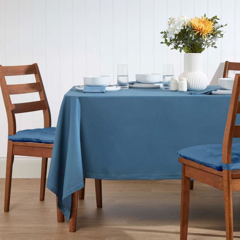 Nappe De Table Rectangulaire En Coton Unie Bleu Foncé - 137x178cm - Homescapes