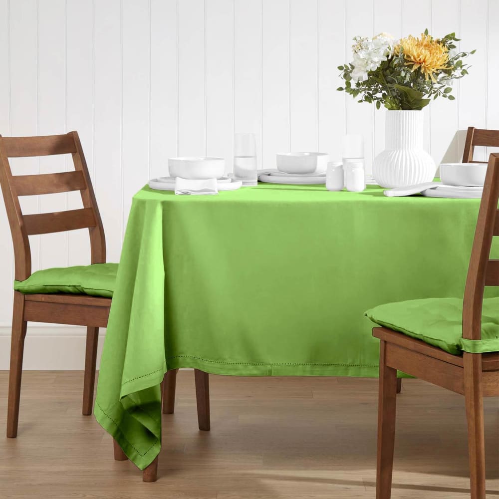 Nappe De Table Rectangulaire En Coton Unie Citron Vert - 137x228cm - Homescapes