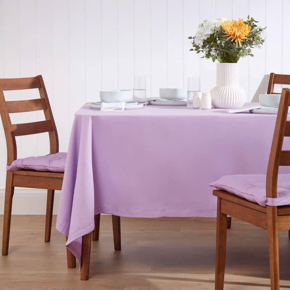 Nappe De Table Rectangulaire En Coton Unie Mauve - 137x178cm - Homescapes