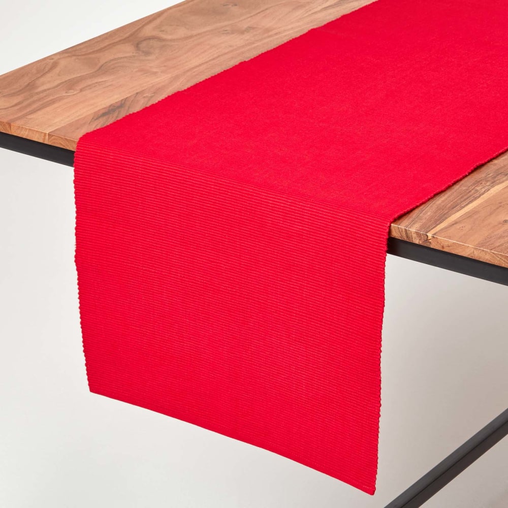 Chemin De Table En Coton Uni Rouge - Homescapes