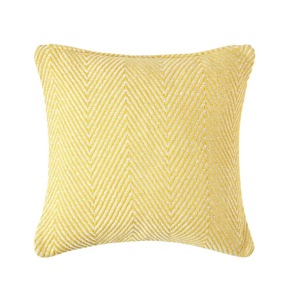 Housse De Coussin Halden Jaune À Motif Chevrons En Coton, 45x45cm - Homescapes