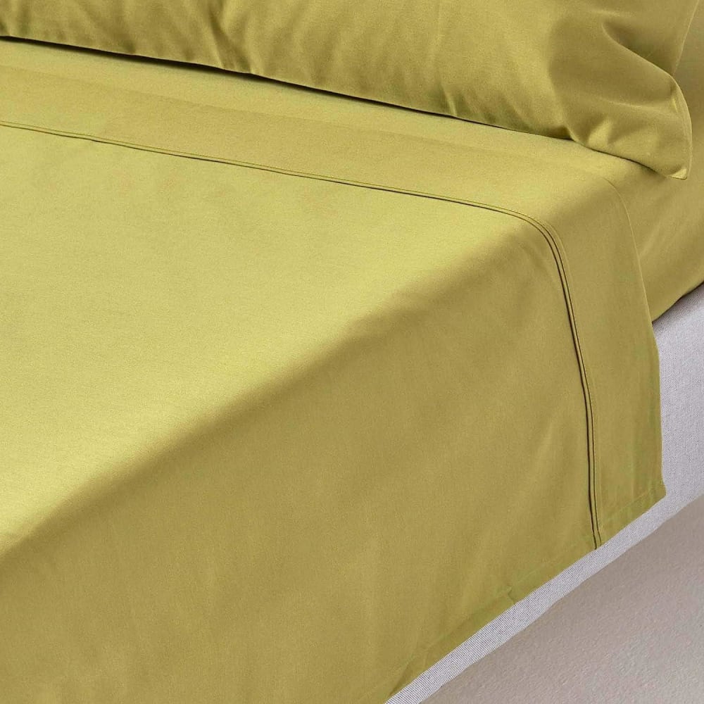 Drap Plat Premium 180x290cm Vert Coton Égyptien 1000tc Homescapes