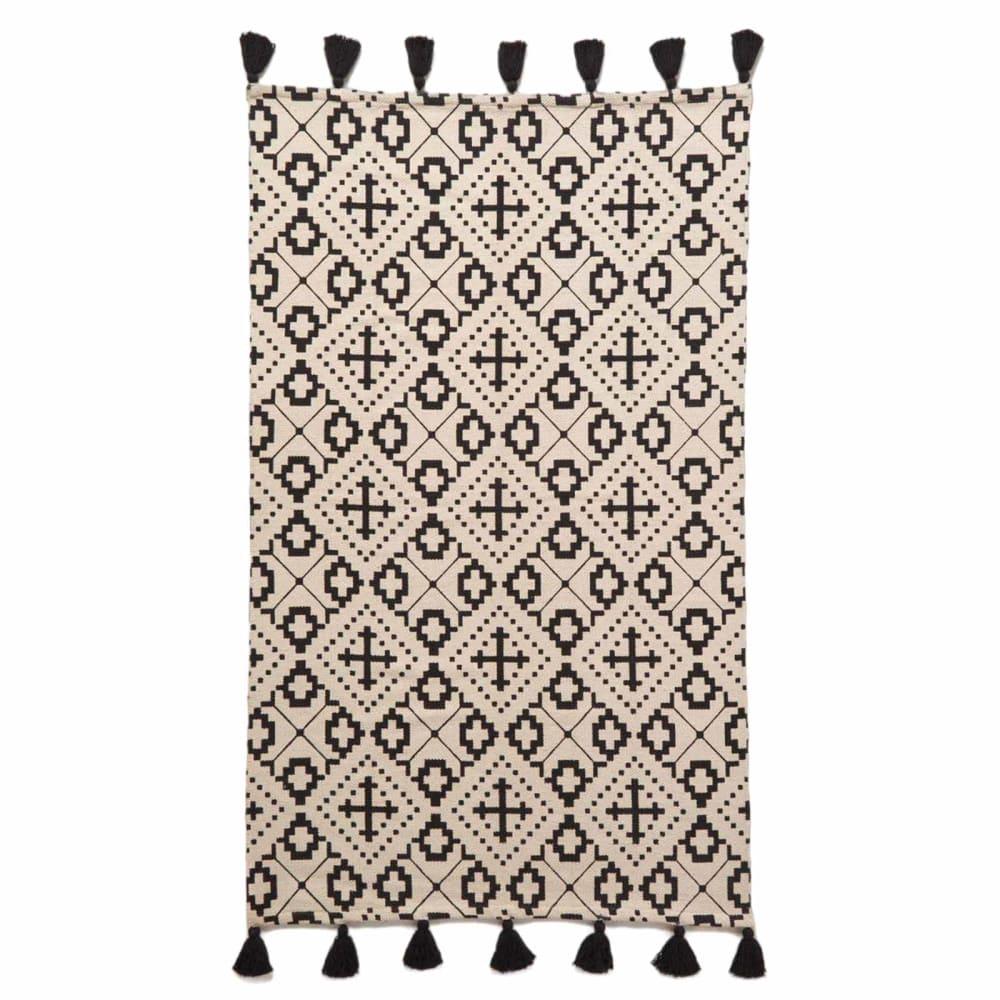 Tapis Rectangulaire Noir En Coton Reva 120x170cm - Homescapes