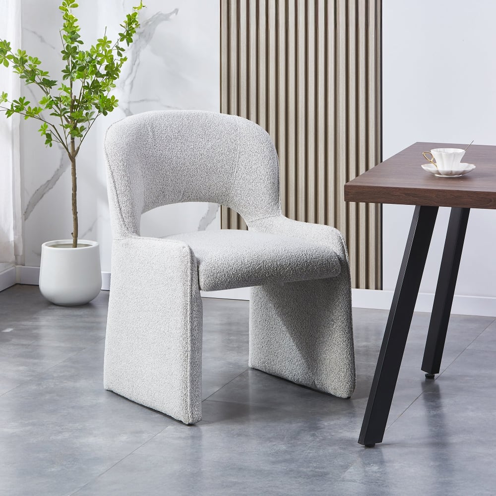 Alesia - Fauteuil Tissu Bouclette Gris