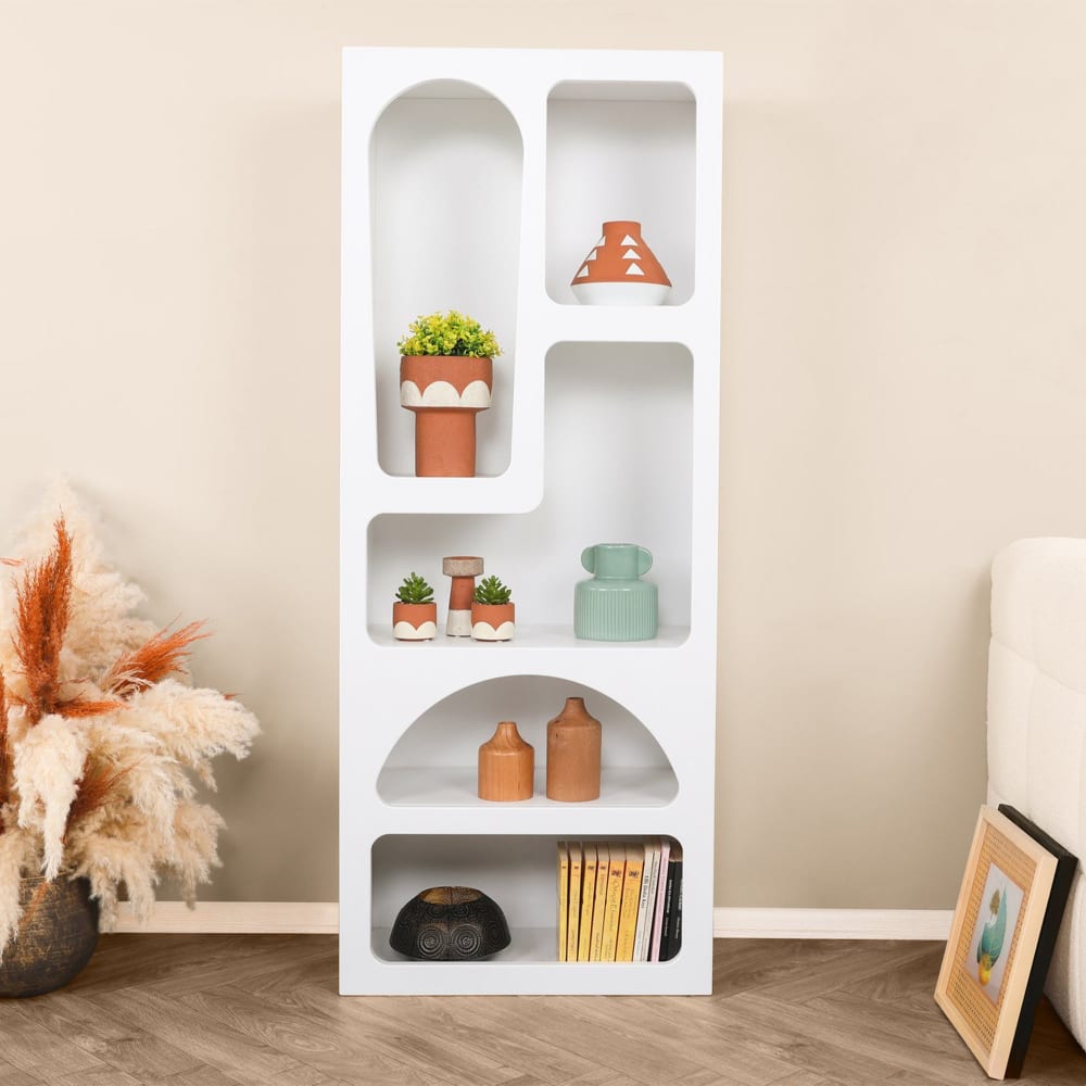 Lila Bibliothèque Avec 5 Niches Blanc