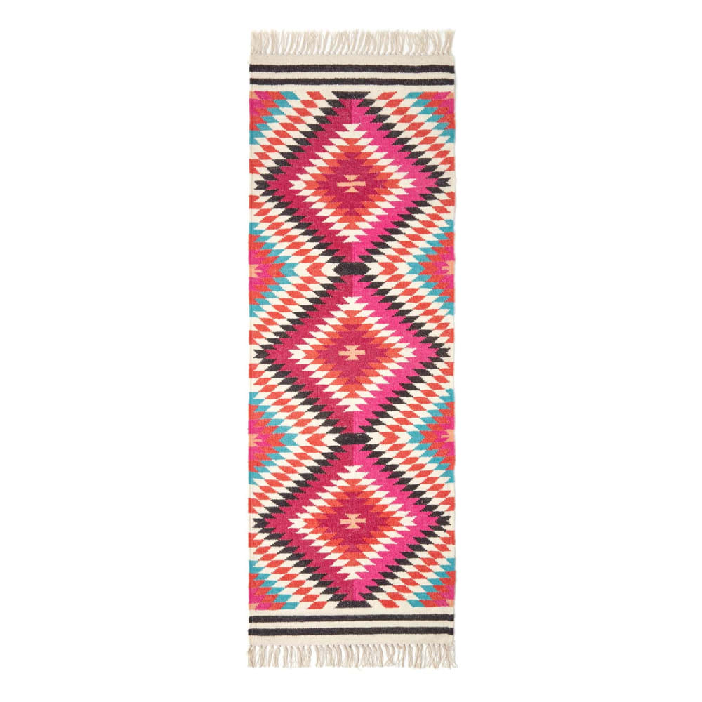 Tapis Kilim En Laine À Motif Géométrique Multicolore Manila 66x200cm - Homescapes