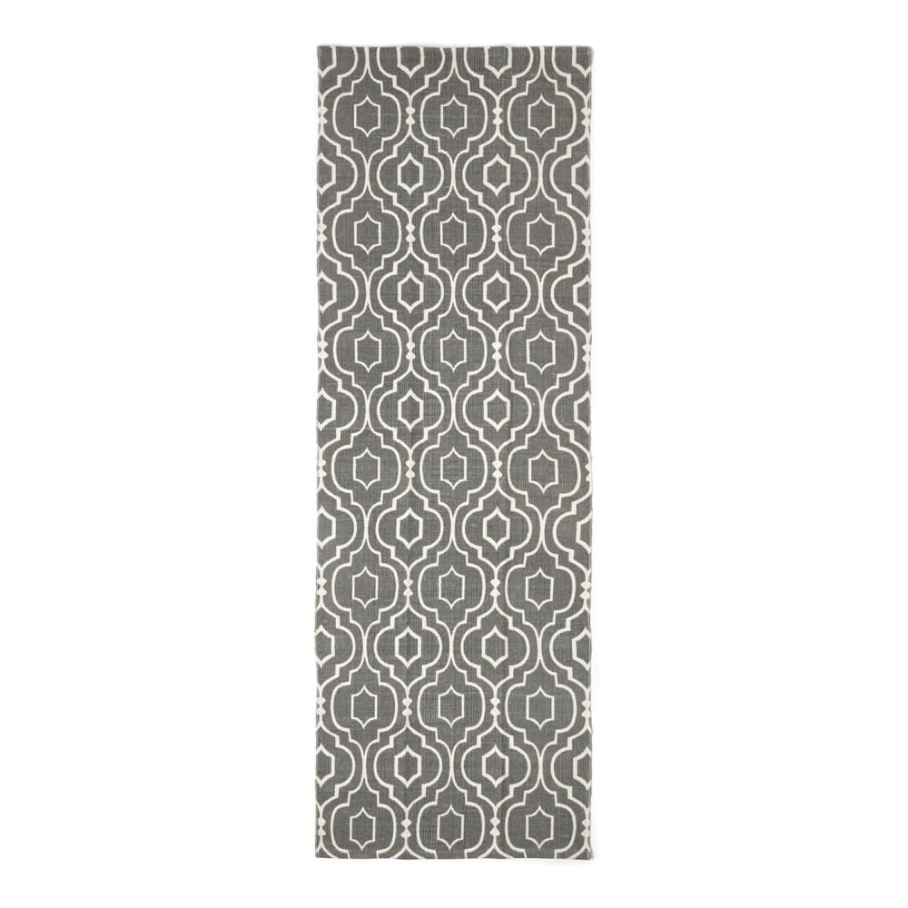 Tapis En Coton À Imprimé Géométrique Gris Riga 66x200cm - Homescapes