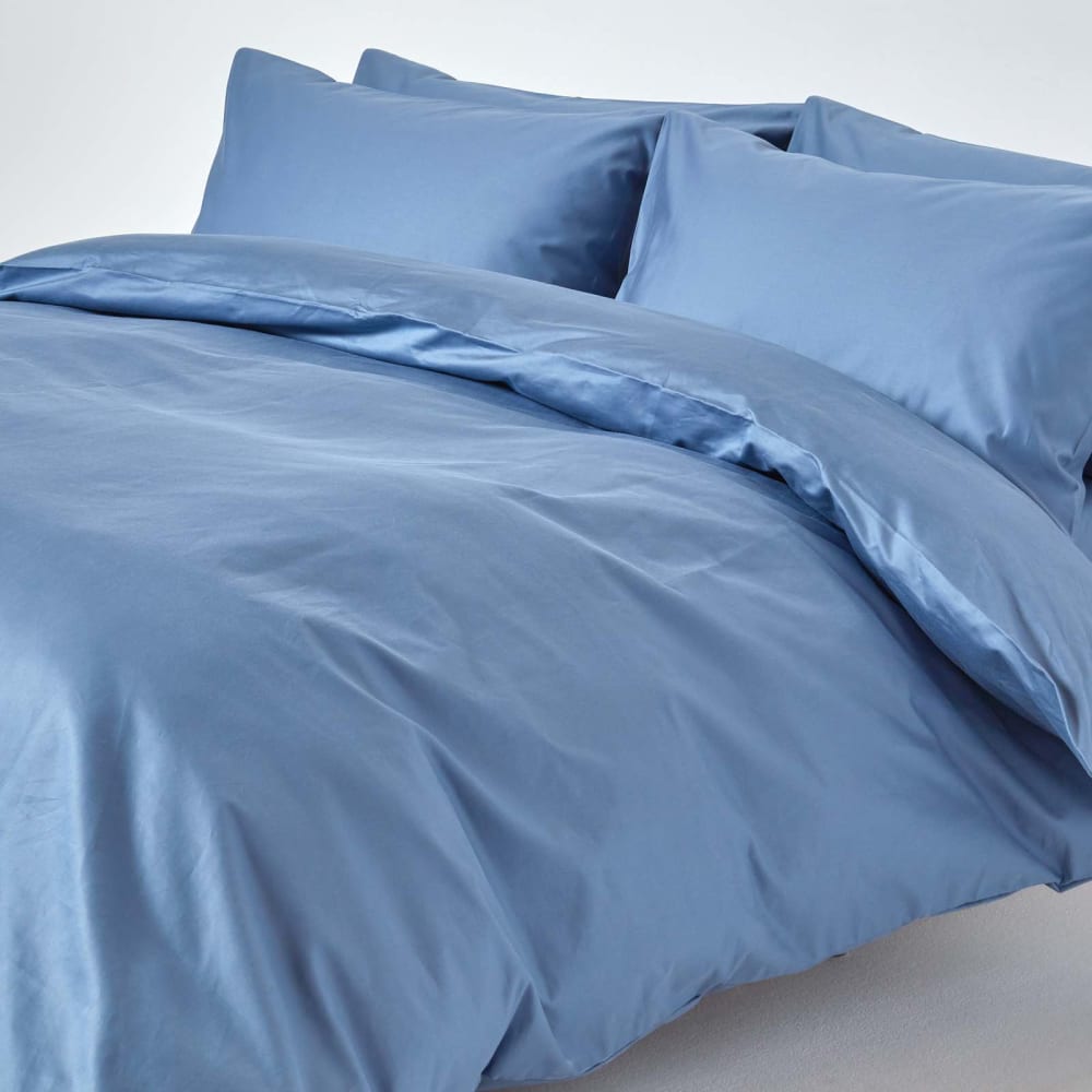 Parure De Lit Premium 200x200cm Coton Égyptien 1000tc Bleu Homescapes