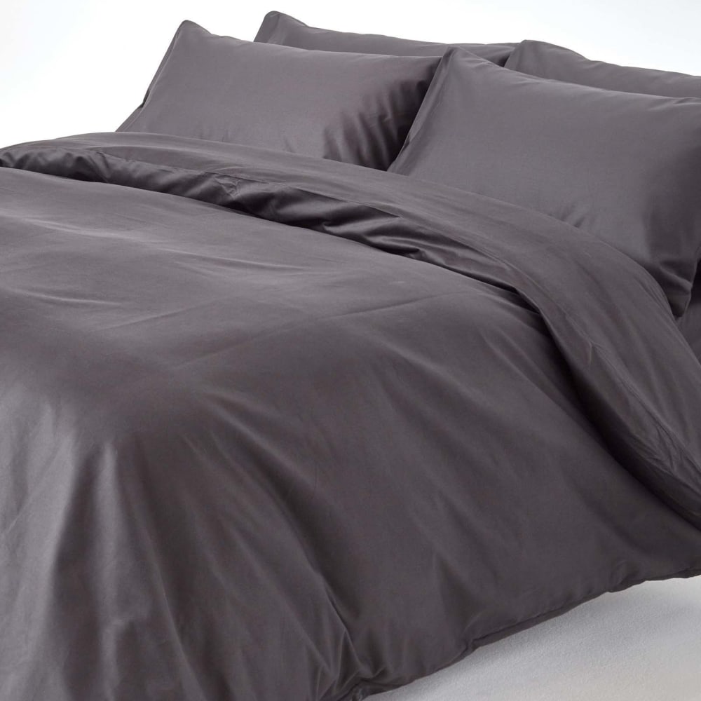 Parure De Lit Premium 150x200cm Coton Égyptien 1000tc Gris Fonce Homescapes