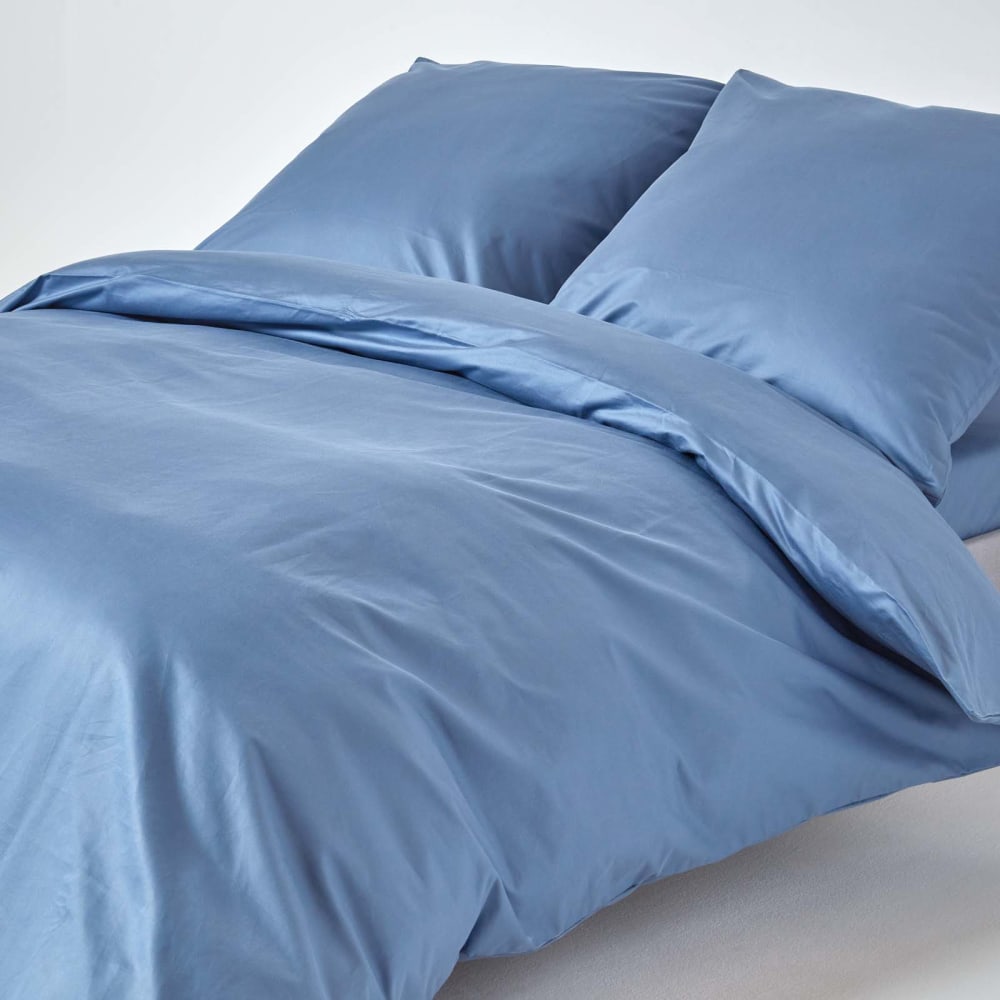 Parure De Lit Premium 240x220cm Coton Égyptien 1000tc Bleu Homescapes