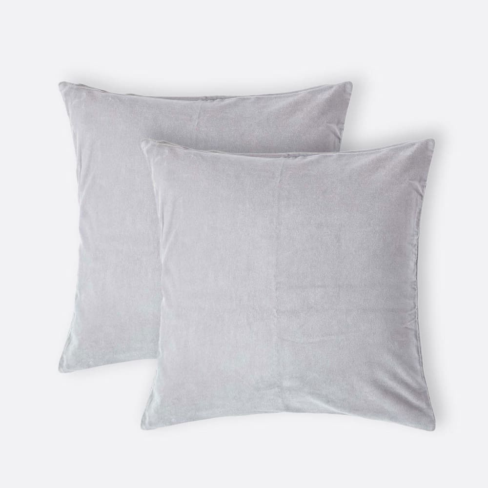 Lot de 2 housses de coussin en velours gris clair, 40 x 40 cm - HOMESCAPES