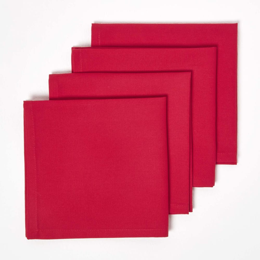 Serviettes De Table Noël En Coton Lot De 4 Rouge - Homescapes