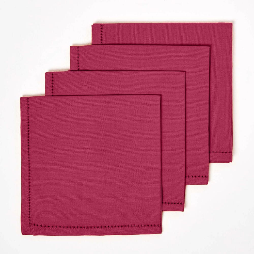 Serviettes De Table Lot De 4 En Coton Prune - Homescapes
