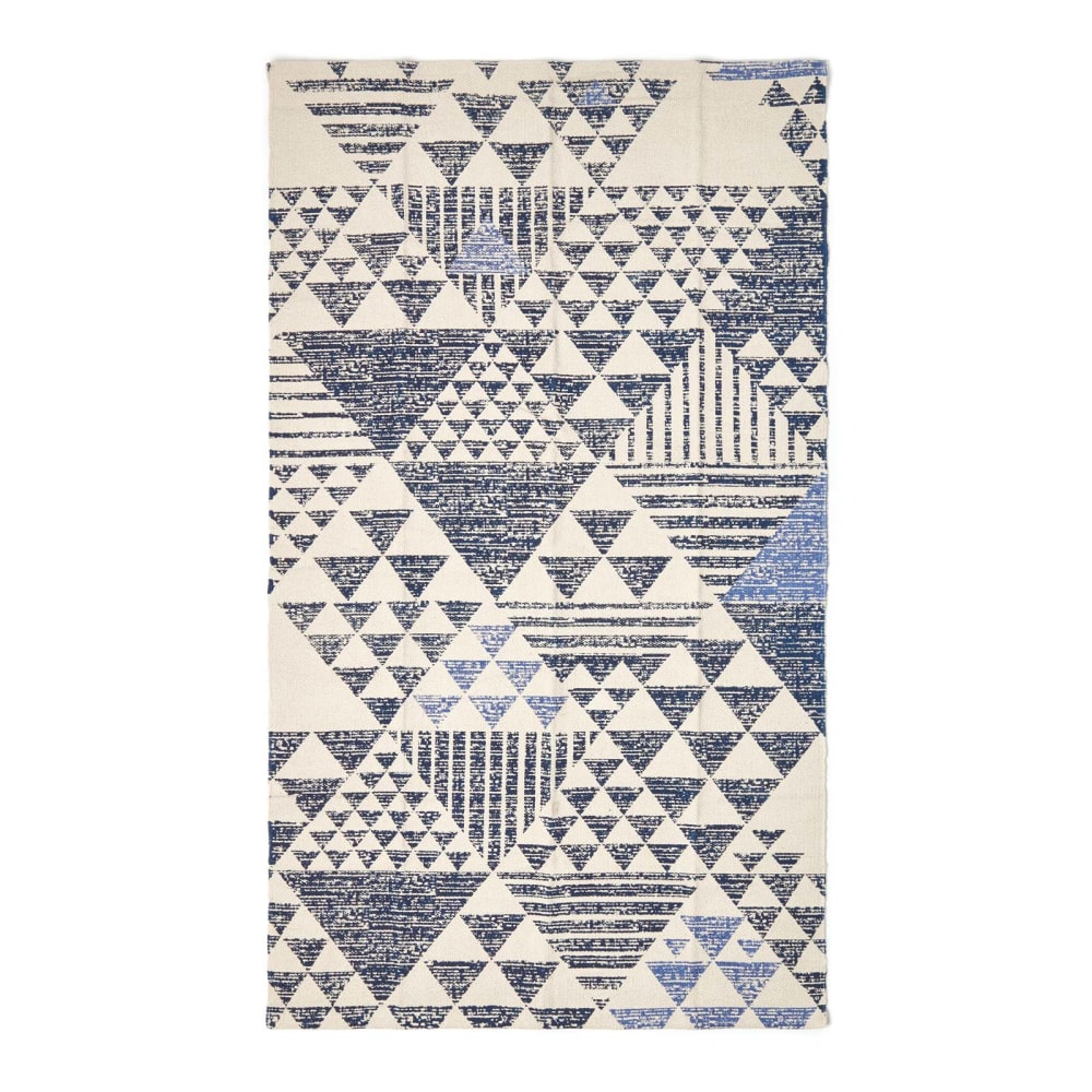 Tapis En Coton À Imprimé Géométrique Bleu Delphi 90x150cm - Homescapes