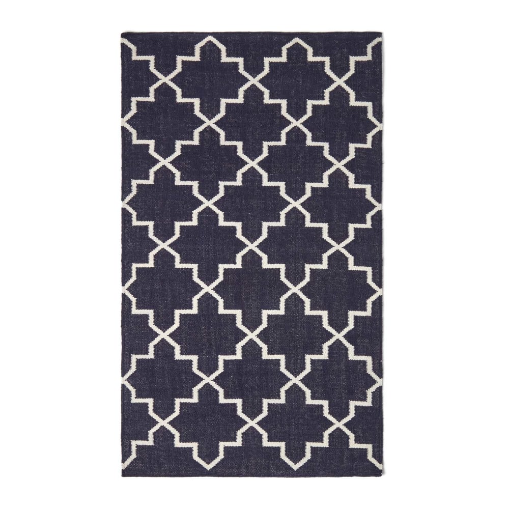 Tapis Kilim En Coton Tissé À Motif Géométrique Bleu Marine Edmonton 160x230cm - Homescapes