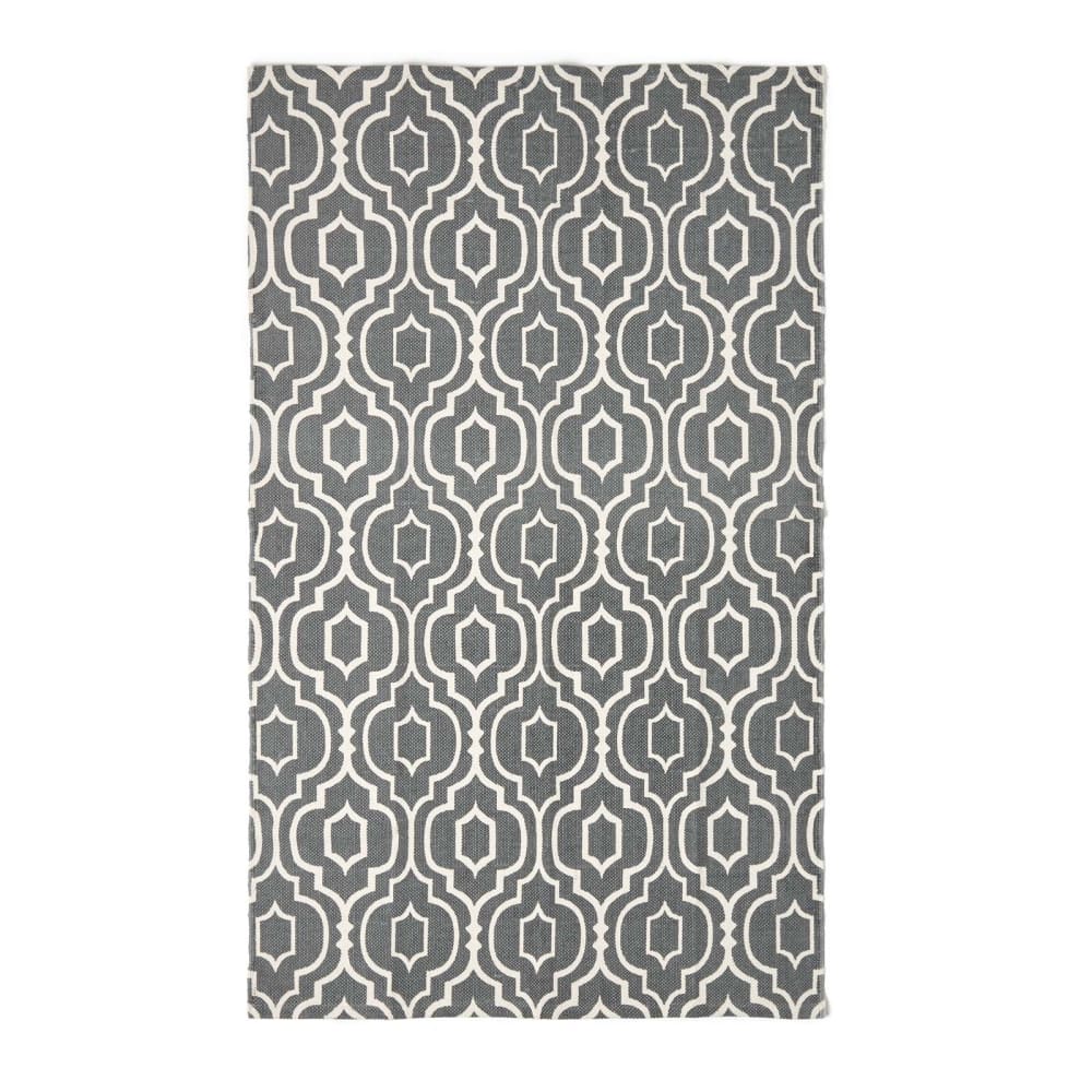 Tapis En Coton À Imprimé Géométrique Gris Riga 90x150cm - Homescapes