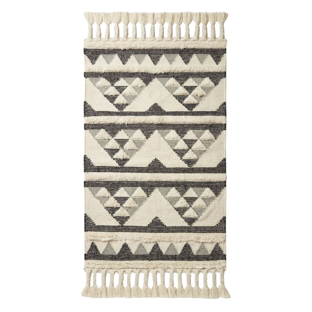 Tapis Kilim En Laine Noir Et Blanc Kota 90x150cm - Homescapes