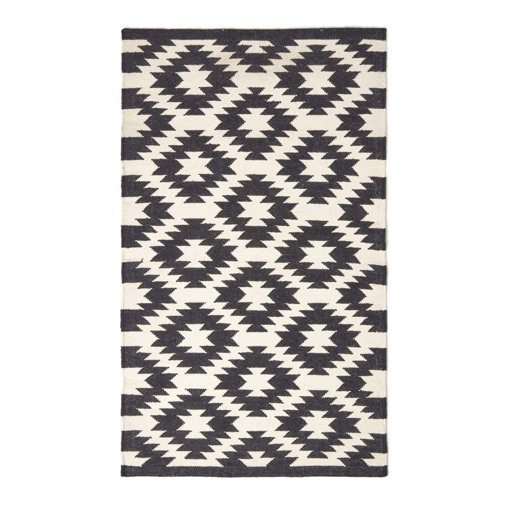 Tapis Kilim En Coton À Motif Géométrique Noir Et Blanc Zurich 120x170cm - Homescapes