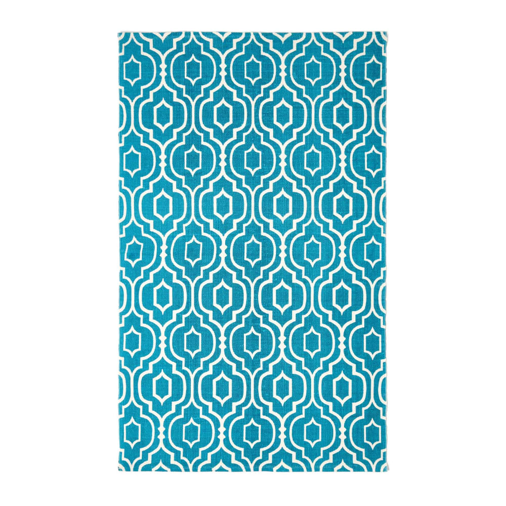 Tapis En Coton À Imprimé Géométrique Bleu Turquoise Riga 90x150cm - Homescapes