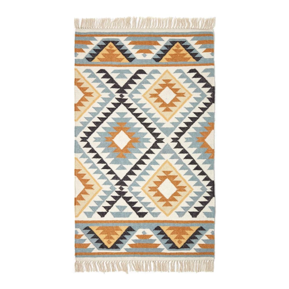 Tapis Kilim En Laine À Motif Géométrique Jaune Agra 160x230cm - Homescapes