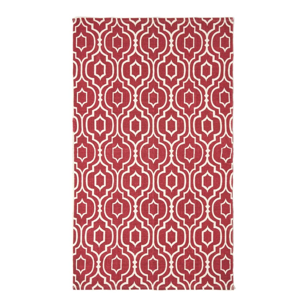 Tapis En Coton À Imprimé Géométrique Rouge Riga 160x230cm - Homescapes