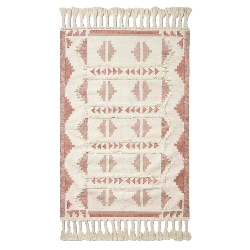 Tapis Kilim En Laine Rose Satara 160x230cm - Homescapes