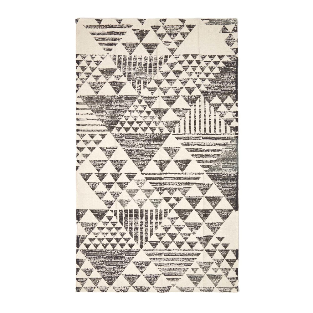 Tapis En Coton À Imprimé Géométrique Noir Delphi 160x230cm - Homescapes