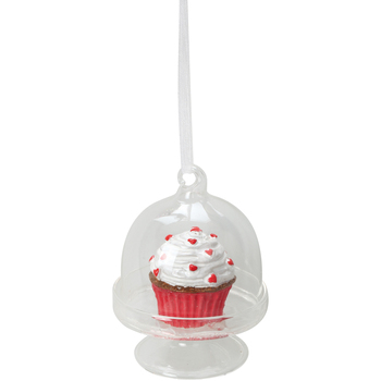 Boule De Noël Transparente Avec Gâteau Rouge - 6 X 8 Cm