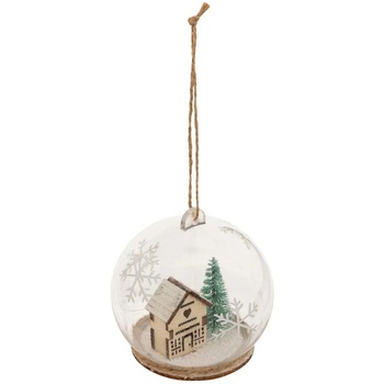 Boule De Noel Transparente Petite Maison Enneigee