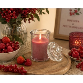 Bougie Bocal En Verre Fruit Rouge