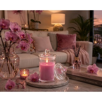 Bougie Bocal En Verre Senteur Orchidee Rose