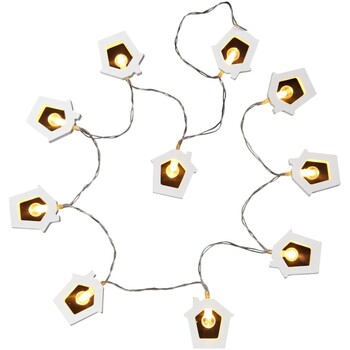Guirlande Lumineuse LED Maison en Bois 8 LED Blanc Chaud