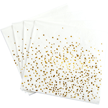 20 serviettes en papier 33 x 33 cm Confettis or