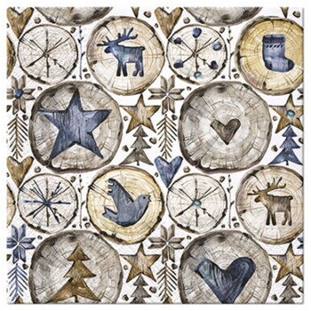 Lot de 20 serviettes en papier Deco de Noel sur bois