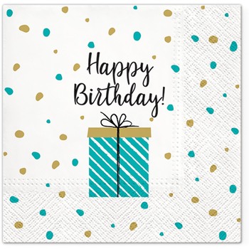 20 serviettes en papier 33 x 33 cm Happy birthday