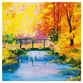 20 serviettes en papier 33 x 33 cm Pont en automne