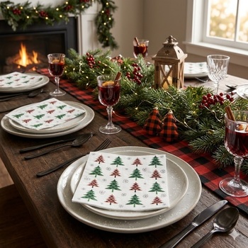 20 serviettes en papier Sapins
